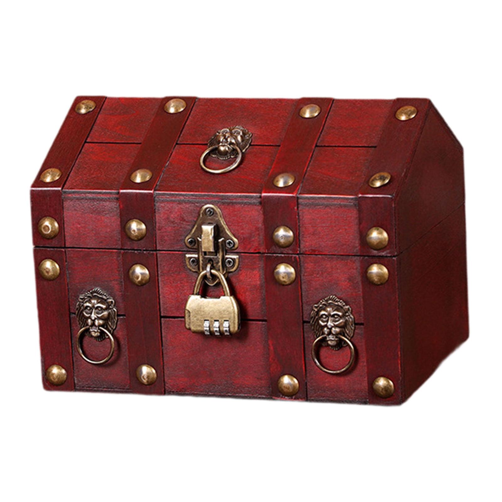 Box Wood with Combination Lock Trinket Box Lockable with Hinged Lid Creative красный 5440₽