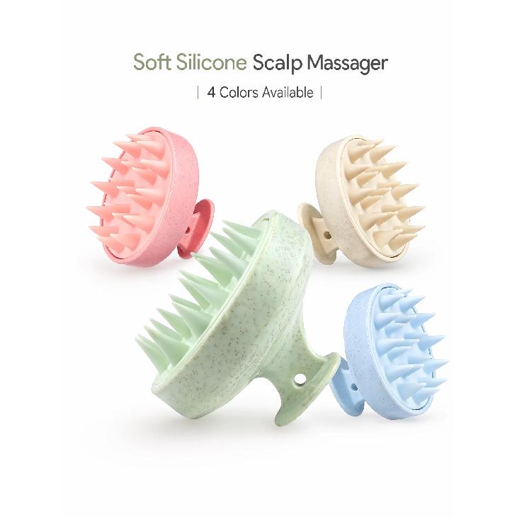 Soft Silicone Scalp Massager Shampoo Brush Wheat Straw Handle Hair Washing Comb Anti Dandruff Head Massage Brush For Home Travel