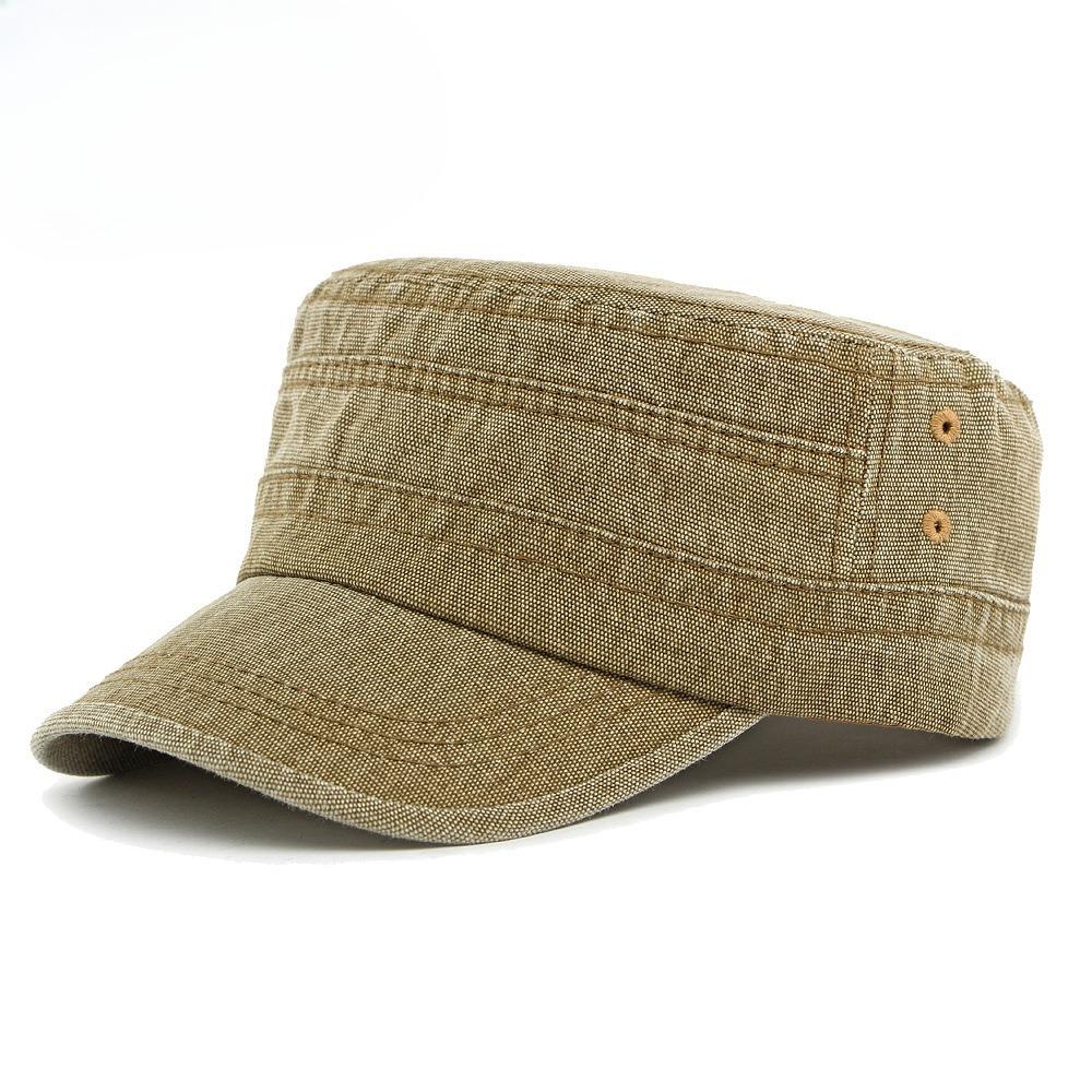 Vintage Washed Cotton Military Cap for Men Women Summer Breathable Flat Top Hat Sun Protection Outdoor Casual Cadet Cap Peaked Hat