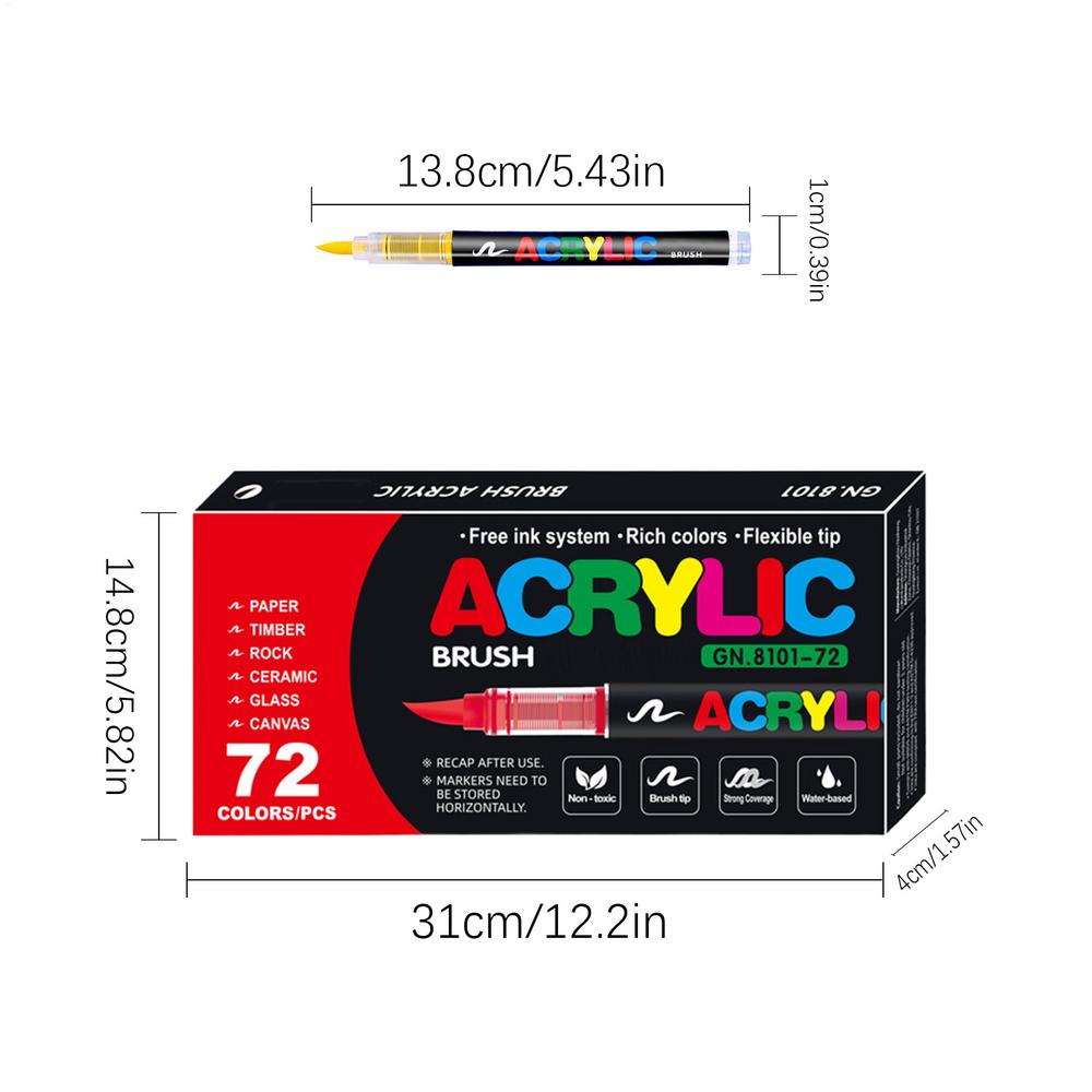 36/60/72 Farben Acrylfarbenstift Marker Pinselspitze Farbmarker Für Felsenmalerei Holz Leinwand Stein, Weihnachtsgeschenk DIY Basteln