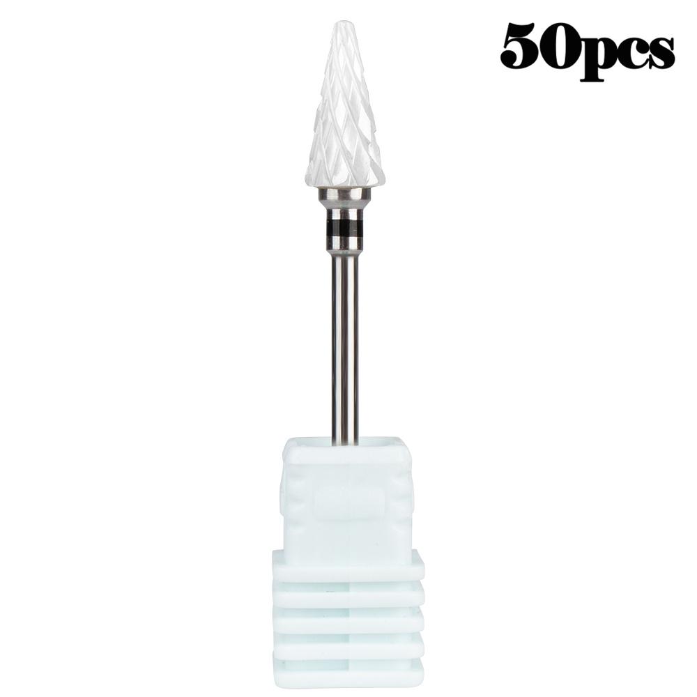 

50 шт., керамические фрезы для ногтей, фрезы для снятия гель-лака, маникюра, вращающиеся заусенцы, педикюрные фрезы для ногтей, аксессуары