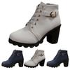 Women's Shoes Chunky High Heels Boots Leather Boots Fashionable Chunky Heels Women's Boots Breathable Boots for Women Leather