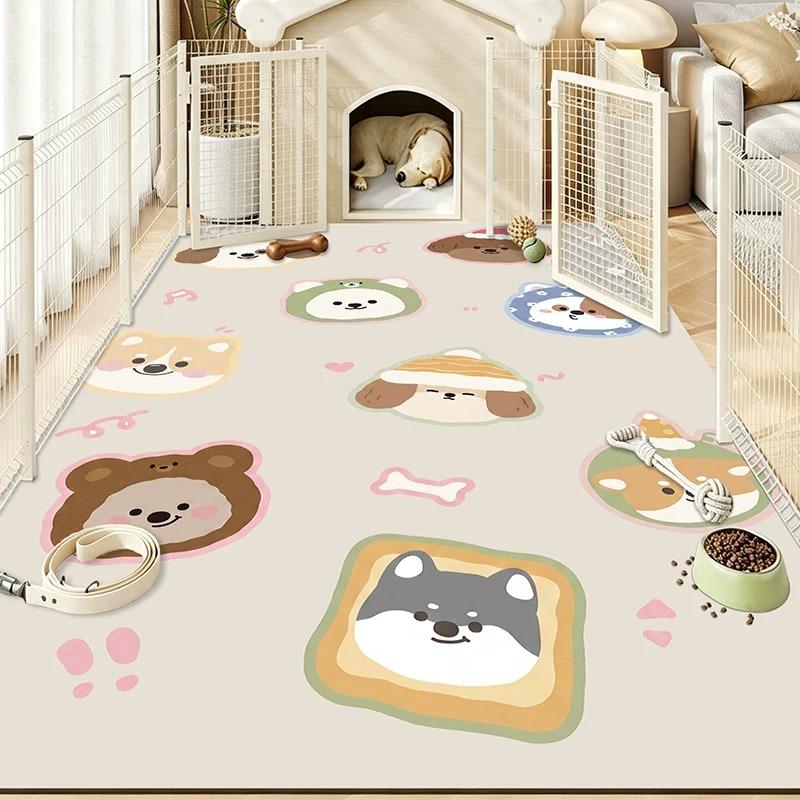 Cartoon Pet Rug Waterproof Urine-proof Scrubable Washable Rugs Cat Dog Kennel Fence Floor Mat Pvc Leather Mats Carpet Tapete