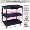 Adjustable 3-Tier Hand-Push Tool Cart for Auto Repair - Multi-Functional Mobile Workshop Storage.