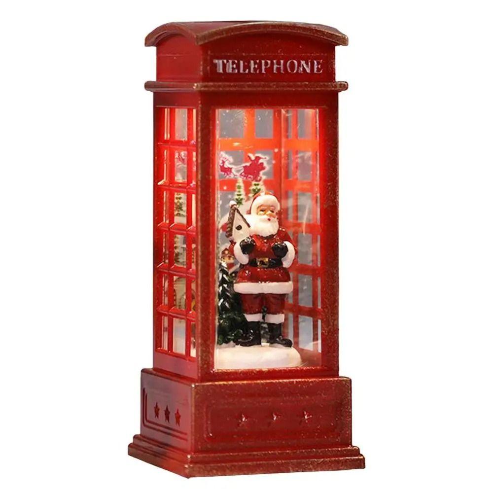 Telefonzelle Telefonzelle Dekoration mit Weihnachtsbaumschmuck Weihnachtsmann Weihnachts-Telefonzelle Batteriebetrieben