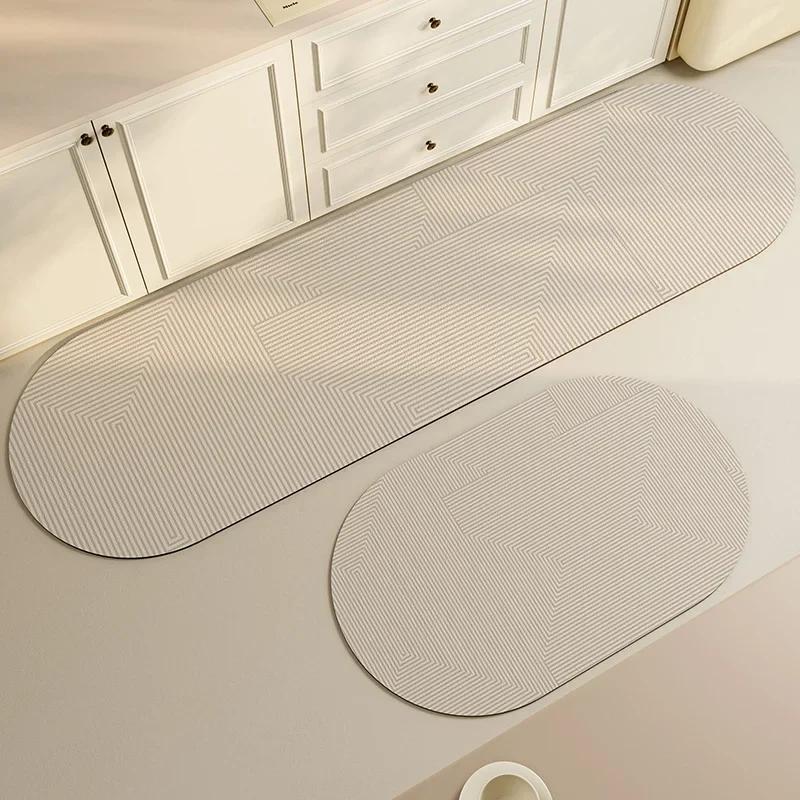 Kitchen Carpet PVC Waterproof Oil-proof Wash-free Wipeable Easy-to-care Floor Mat Oval Long Strip Soft Leather Non-slip Area Rug