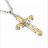 Mens Women Chain Necklace Black Cross Stainless Steel Pendant Crucifix Jesus UK-Blue