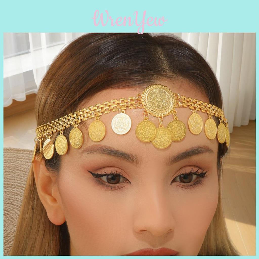 Geometric Gold Alloy Headband With Tassels For Wedding And Travel Gift