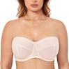 Large Size Women's Strapless Bra Plus Size Steel Rim Convertible Padded Rose White Beige Underwear