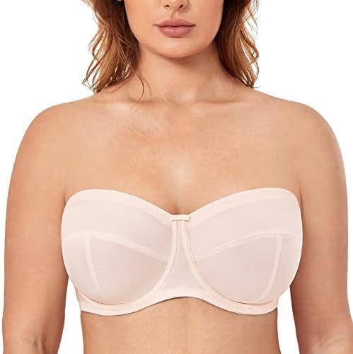 Large Size Women's Strapless Bra Plus Size Steel Rim Convertible Padded Rose White Beige Underwear