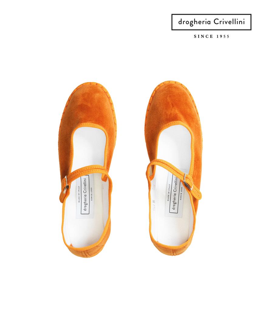 Drogheria Crivellini Cotton Velvet Mary Jane Flats_Orange Collar