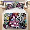 Monster High Fashion Fantasy Bedding (1 * duvet cover + 2 * pillowcase, without core) 2D Flat Soft and comfortable Christmas birthday gift