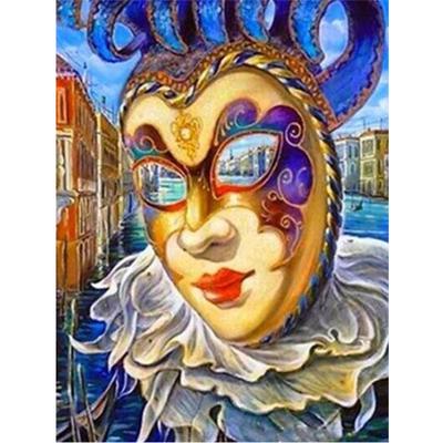 Pittura diamante 5D Maschera Paesaggio artistico Completo di diamanti rotondi ricamo Mosaico Home Decor