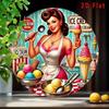 Vintage Metal Tin Sign Round Ice Cream Wall Art 8x8 Inch Retro Kitchen Home Bar Decor