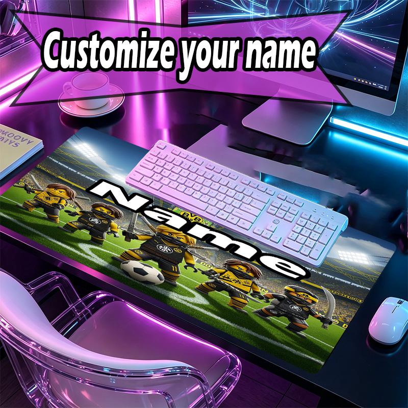 Custom Name Personalized Borussia Dortmund Pattern Mousepad, Laptop PC Desk Mat, Decorative Desk Mat for Home Keyboard Pad Gift