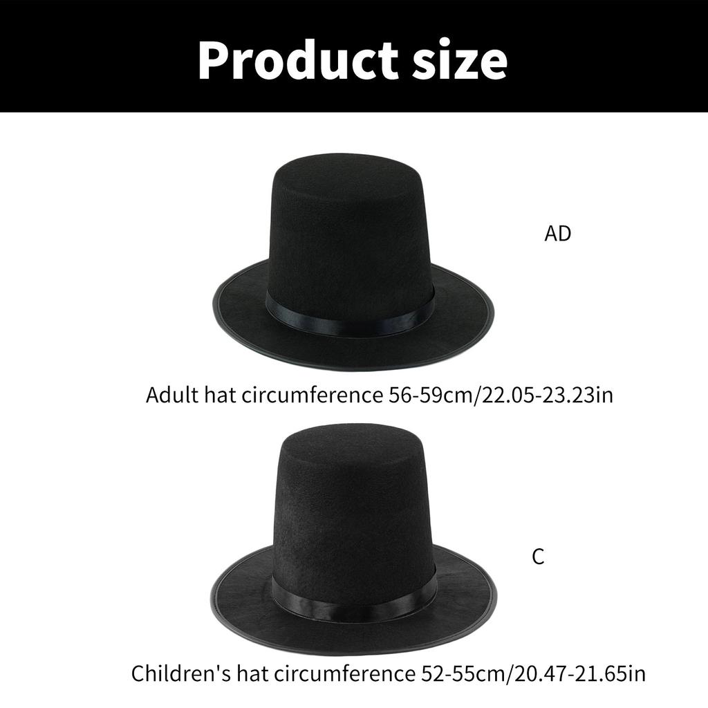 Vintage Black Top Hat Satins Ribbon Belt Caroler Snowman Costume Accessory for Adults and Teens Formal Occasion