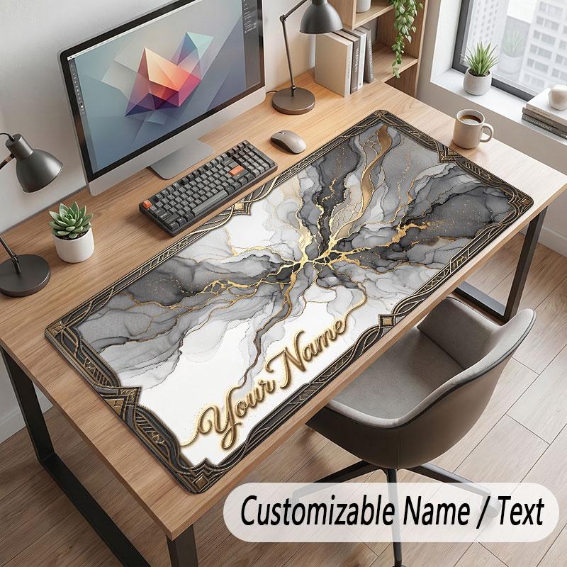 Abstract Geometric Theme Customized Mouse Pad Personalized Print Name Text Desk Mat For Home Office Table Decor
