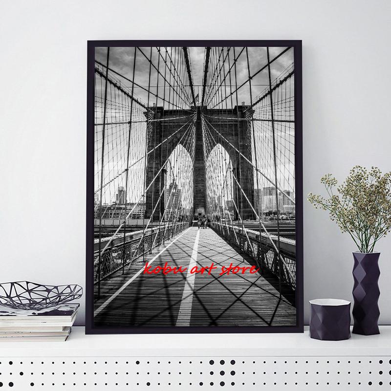 Black and White New York City Posters Prints NYC Modern Landmark Canvas Painting Wall Art Picture for Living Room Home Decor