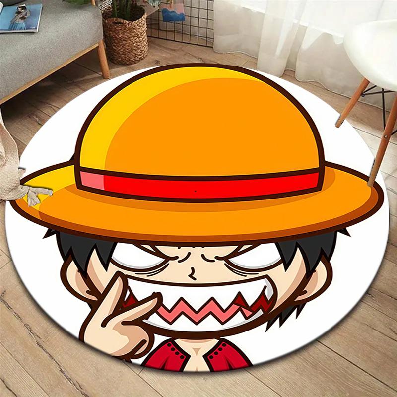 One Piece Monkey D Luffy Round Area Rug Carpet Rug For Living Room Bedroom Sofa Playroom Decor Nonslip Floor Mat