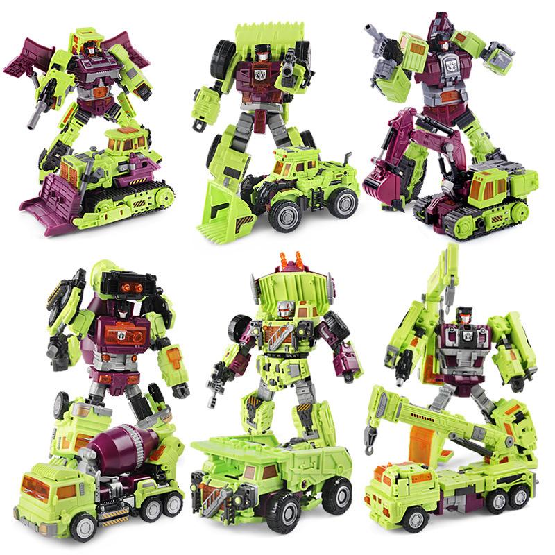 Hercules Kong Six-in-One Engineering Vehicle Toy Robot Model for Kids