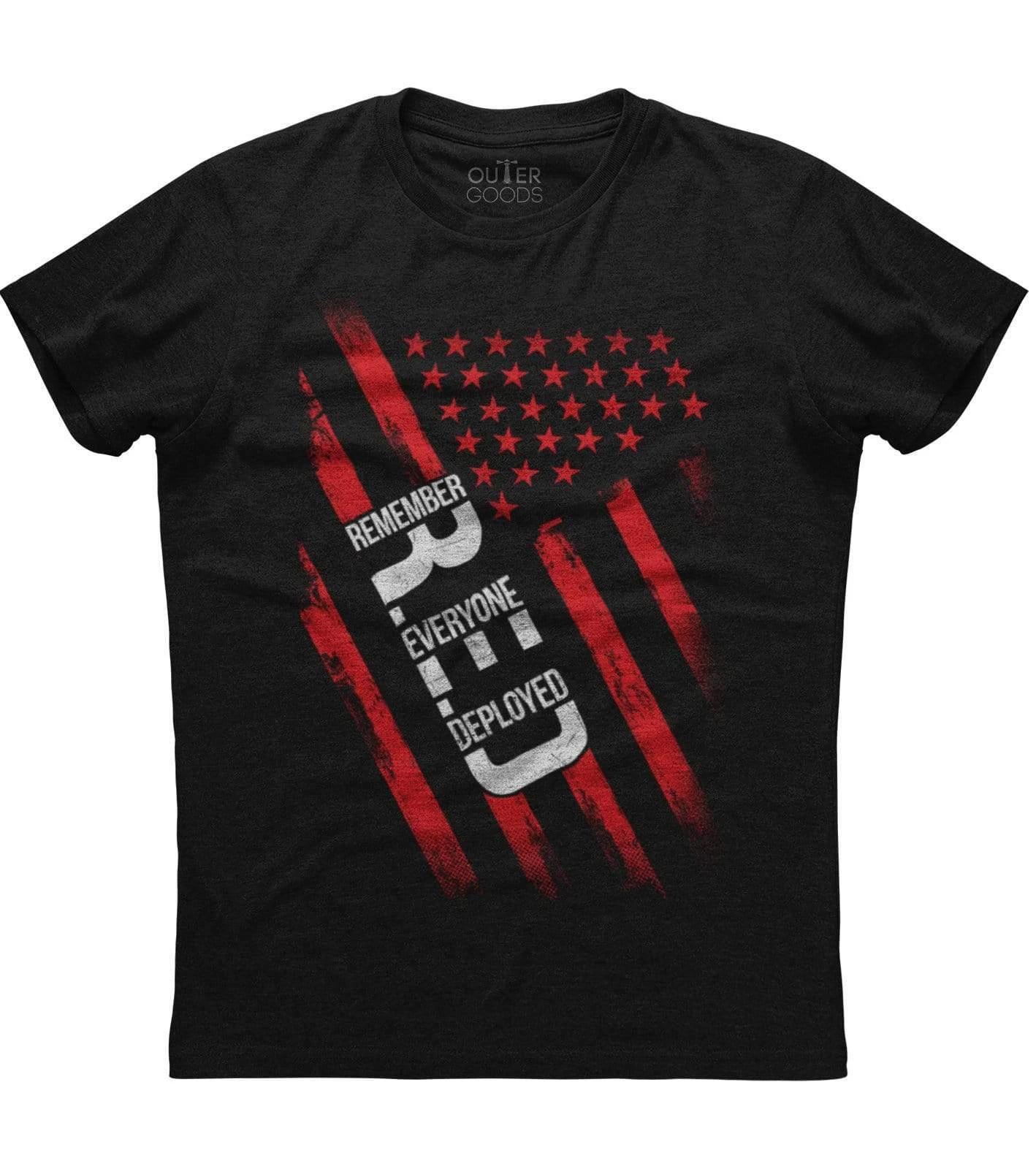 Remember Everyone Deployed, USA Flag Printed Men s New Patriotic Black T-shirt XL
