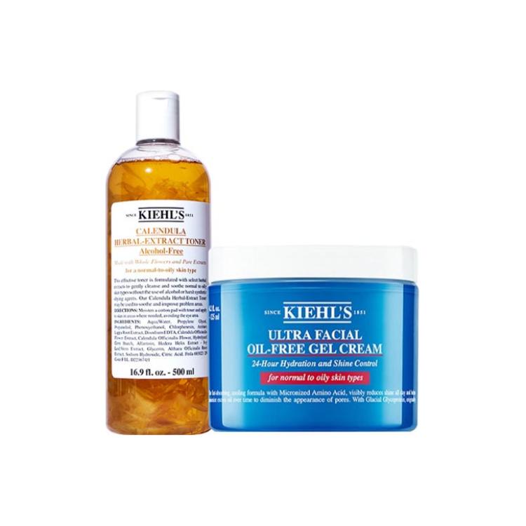 Kiehl s Calendula Herbal-Extract Toner With Ultra Facial Oil-Free Gel Face Cream Skincare Sets Unisex 500ml+125ml Toner 500ml+Cream 125ml