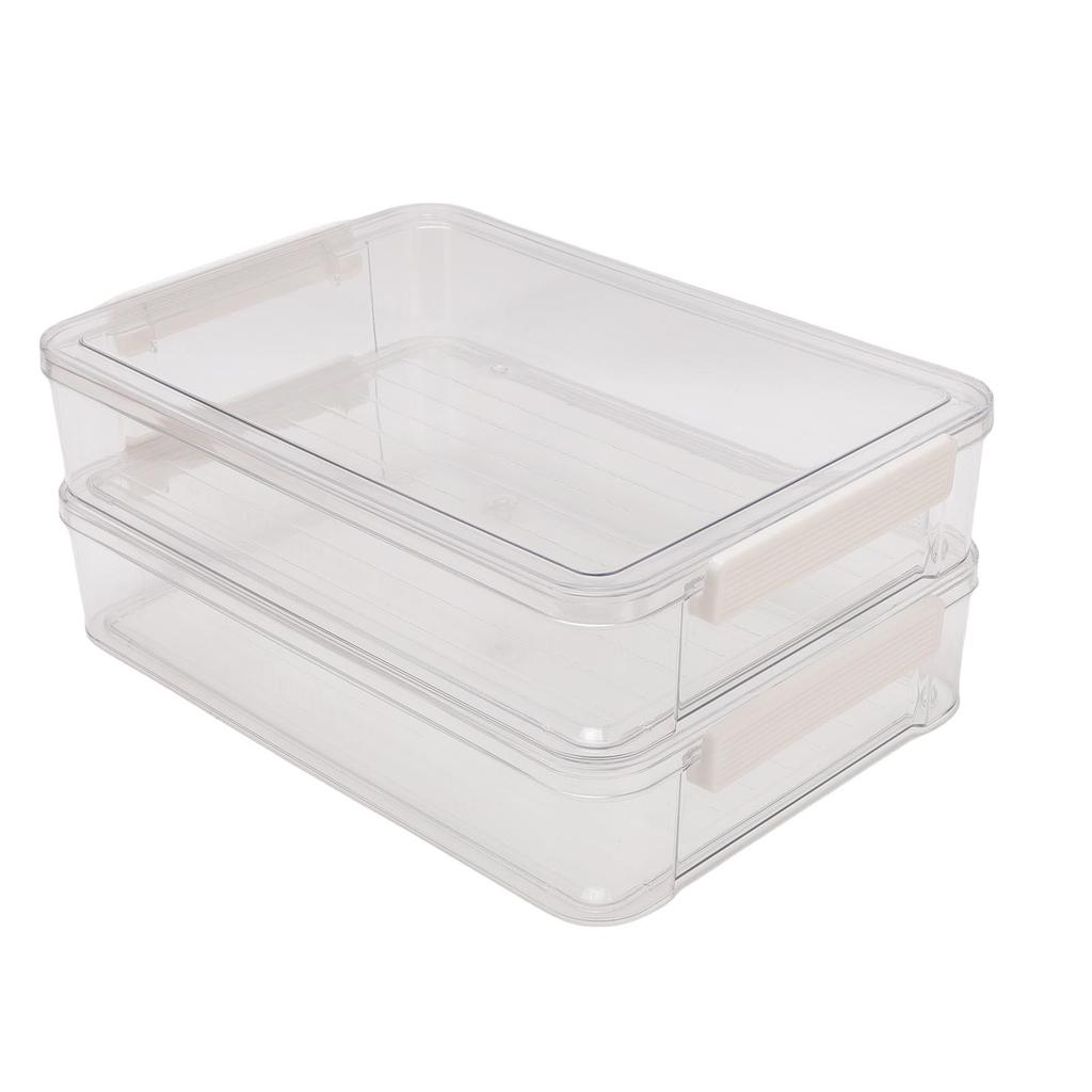 2PCS File Storage Box with Lid Clear PET Stackable for Paper Photos Documents Scrapbook Crafts and School Supplies