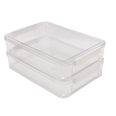 2PCS File Storage Box with Lid Clear PET Stackable   for   Paper Photos Documents Scrapbook Crafts and School Supplies