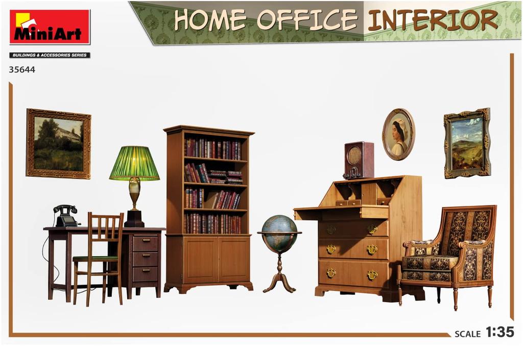 Miniart Home Office Interior Plastic Model MA35644 1/35
