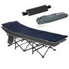 Camping Bed, Foldable Cot with Pillow, 188 X 64.5 X 53 Cm, Dark Blue+Grey