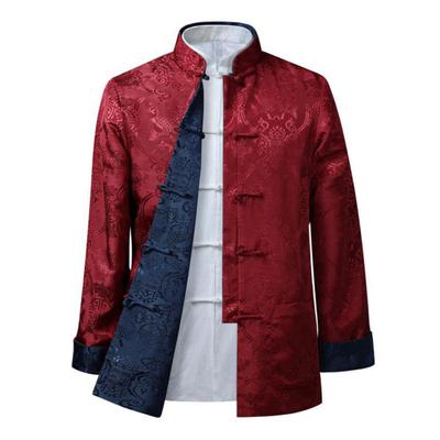 Chinese Shirt Chinese Style Keep Warm Print Retro Colorfast Tang Suit Coat