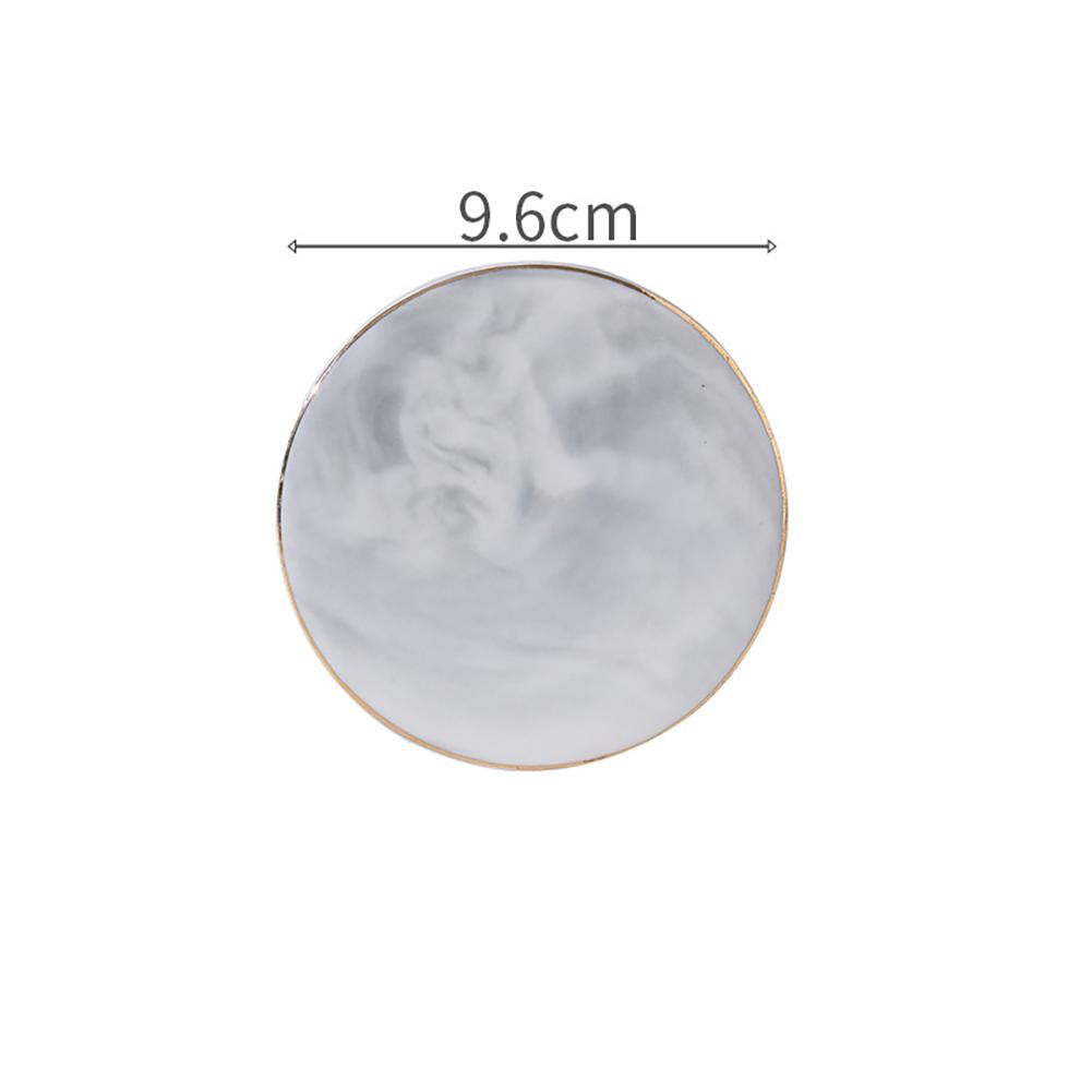 

Ceramic Coaster Luxury Marble Pattern Electroplate Gold Line Porcelain Mats Table Decoration Accessories Kitchen Tool Grey Round with Gold Line