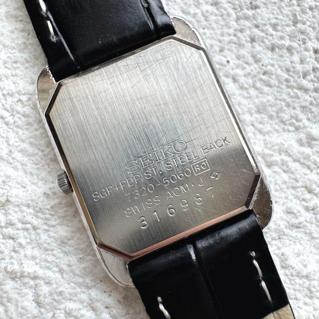 Used [New Battery] SEIKO Tank Combi 7320-5060 Ladies Watch