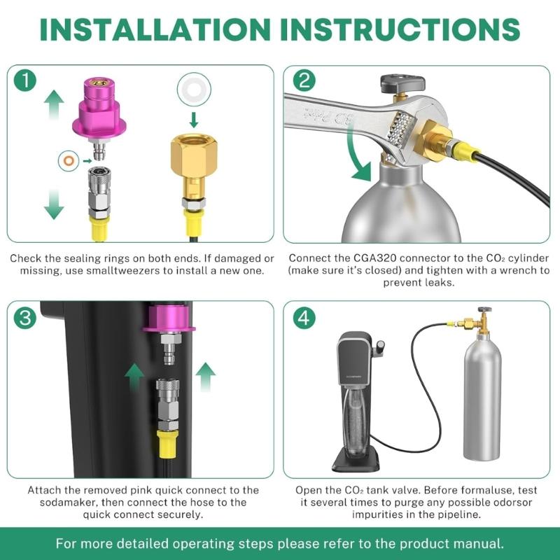 High Pressure CO2 Transfer Hose Food Grade Materials Aluminum Alloy Sodas Machine Adapter Connector