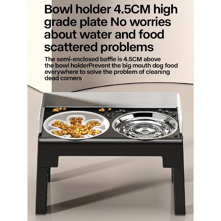 Collapsible Elevated Dog Bowls Adjustable Raised Stand with Double Stainless Steel Food Water Bowls for Small Medium Large Dogs