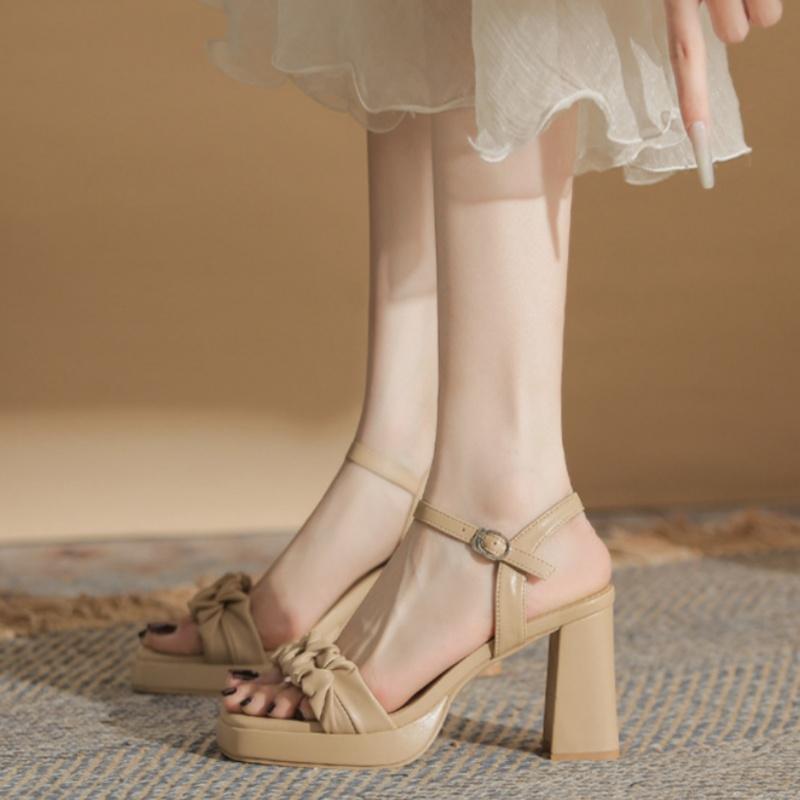Fashion 8.5cm Sweet Comfy Women Sandals 2025 Summer Fashion Soft Leather Platform Sandals Elegant High Heels Model Party Lady Sandals