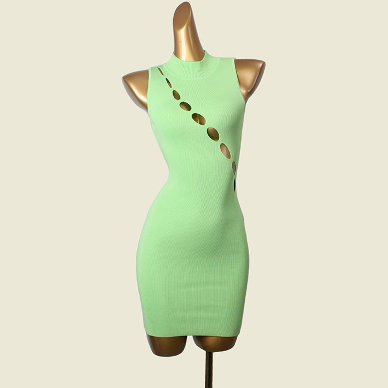 

Sexy Cutout Silm Bodycon Dress South Korea Minority Fashion Brand Sexy Knitting Dress Green L