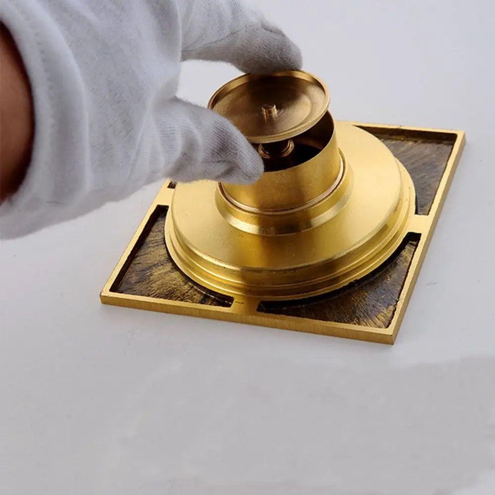 Removable Square Shower Drain Brass Floor Hair Catcher Durable Bathroom Drainage  Laundry Floor