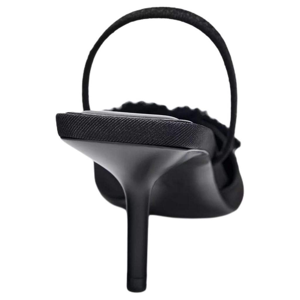 Zara Vintage Elegant Bow Decor Open Back Mule Heels 7Cm Women heels Black 12226510800-38