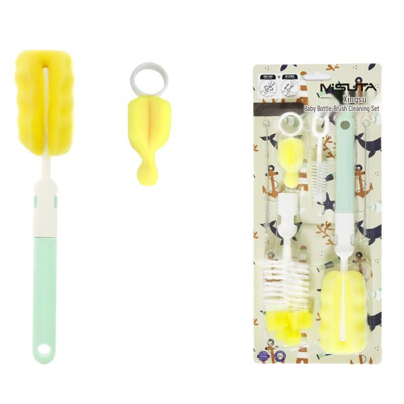 Misuita 6-teiliges Babyflaschen-, Sauger- und Strohhalm-Reinigungsbürsten-Set mit Schwamm