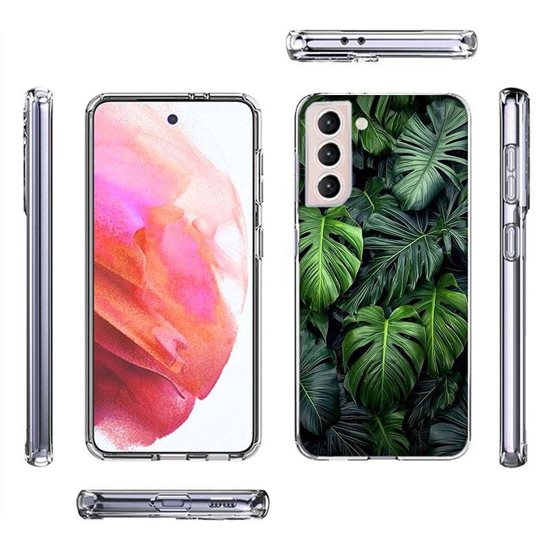 Botanical Background Phone Case For Samsung Galaxy S25 Edge S24 S23 FE S21 S20 S10 Plus S22 S26 Ultra Cover Clear Cases TPU Capa
