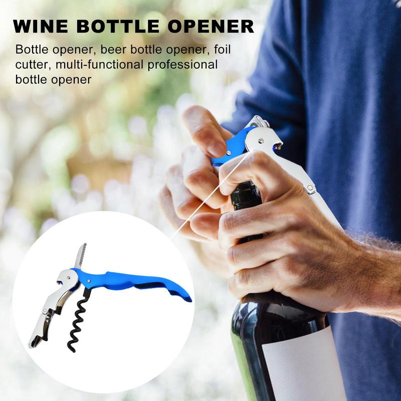 Multi-Use Bottle Opener Wine Key Double Hinge Waiters Wine Key Wine Opener With Foil Cutter Kitchen Supplies Tools For Bar Home