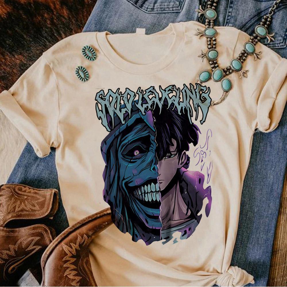 Solo Leveling Statue of God Shirt Sung Jinwoo Shirt Anime T-Shirt Herren Damen Cartoon Harajuku Top T-Shirt Kurzarm Streetwear