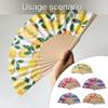 7Inch Lemon Cherries Pattern Wood Folding Hand Fan Portable for Dance Event and As Home Art Decoration Spanish Design
