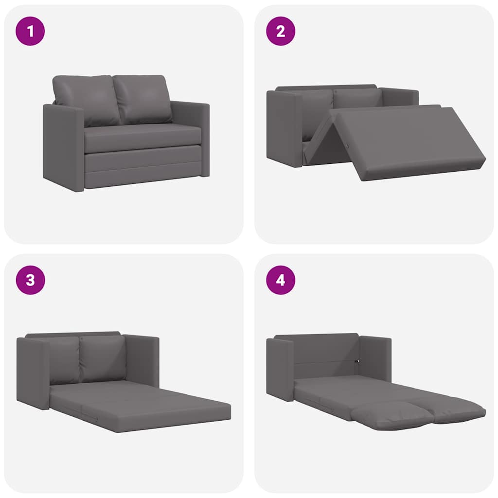 Floor Sofa with Sleeping Function Grey 112x174x55 Cm Artificial Leather
