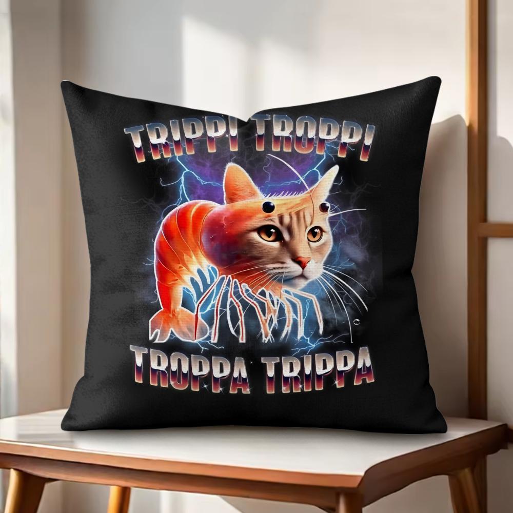 ITALlAN BBrainrot Creative Cushion Cover Natural Linen Organic Fabric DoubleSided Printing Couch Pillow Covers Home Decor