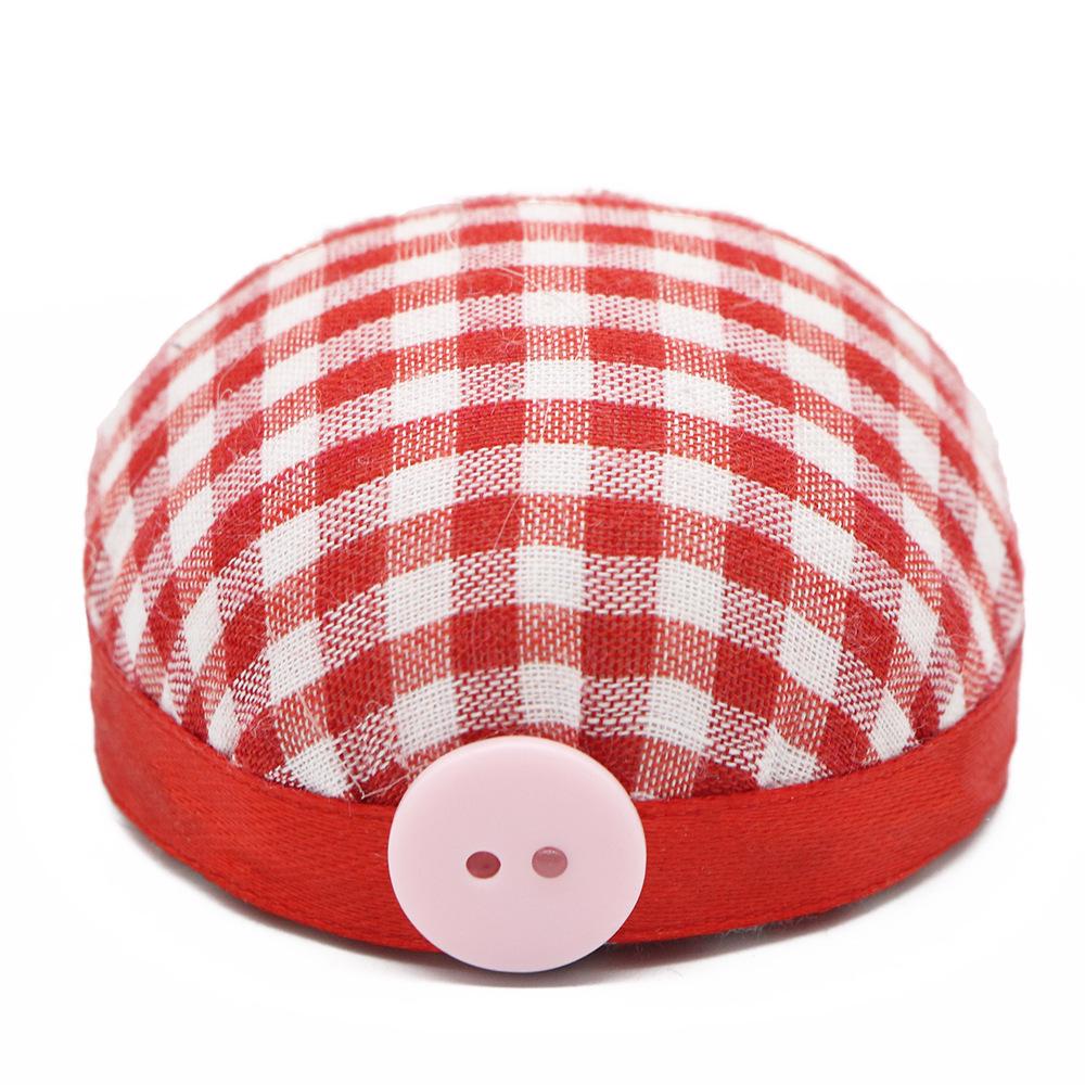 Red & White Check Wrist Pin Cushion with Needle Holder and Threader
