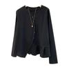 Plus-Size Women's 120kg Ruffled Solid Color Button Long-Sleeve T-Shirt, Loose Fit, Irregular Hem, Suitable for Spring and Autumn