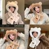 Winter New Cute Fluffy Integrated Hat Thickened Warm Cycling Plush Hat Two-piece Set Scarf Ear Protection Women's Hat