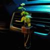 Mini Car Flower Vase Clip Elegant Adjustable Car Vent Flower Vase Walnut and Glass Creative Automotive Interior Dashboard Decor
